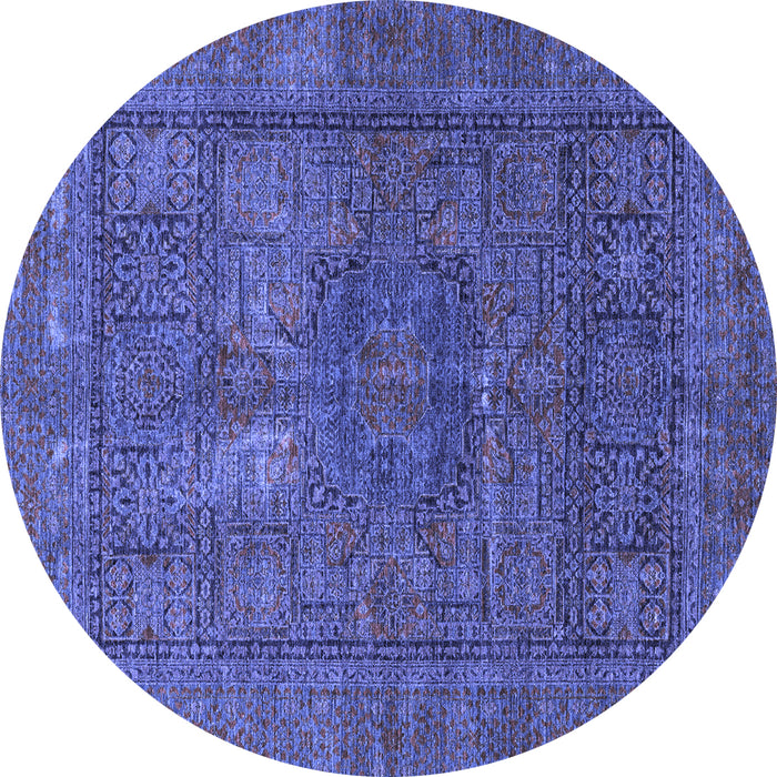 Round Machine Washable Abstract Blue Modern Rug, wshabs4186blu