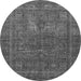 Round Machine Washable Abstract Gray Modern Rug, wshabs4186gry