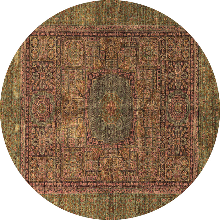 Round Machine Washable Abstract Brown Modern Rug, wshabs4186brn