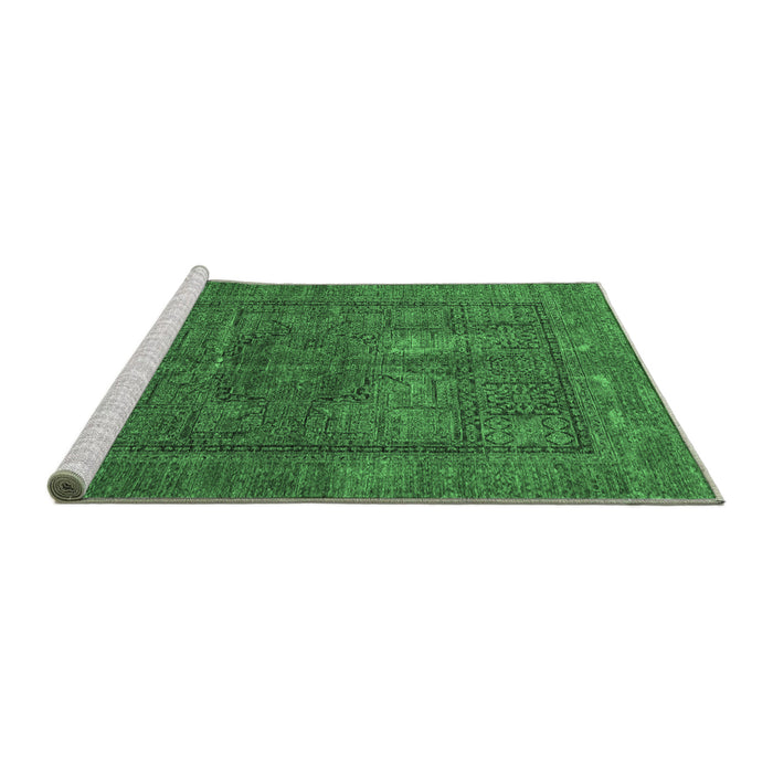 Sideview of Machine Washable Abstract Emerald Green Modern Area Rugs, wshabs4186emgrn