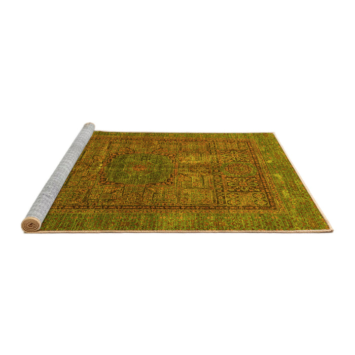 Sideview of Machine Washable Abstract Yellow Modern Rug, wshabs4186yw