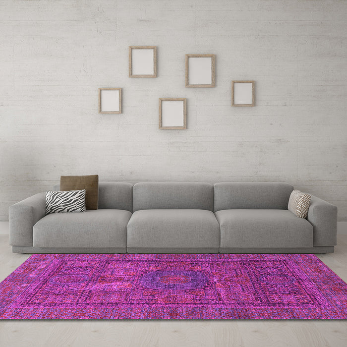 Machine Washable Abstract Pink Modern Rug in a Living Room, wshabs4186pnk