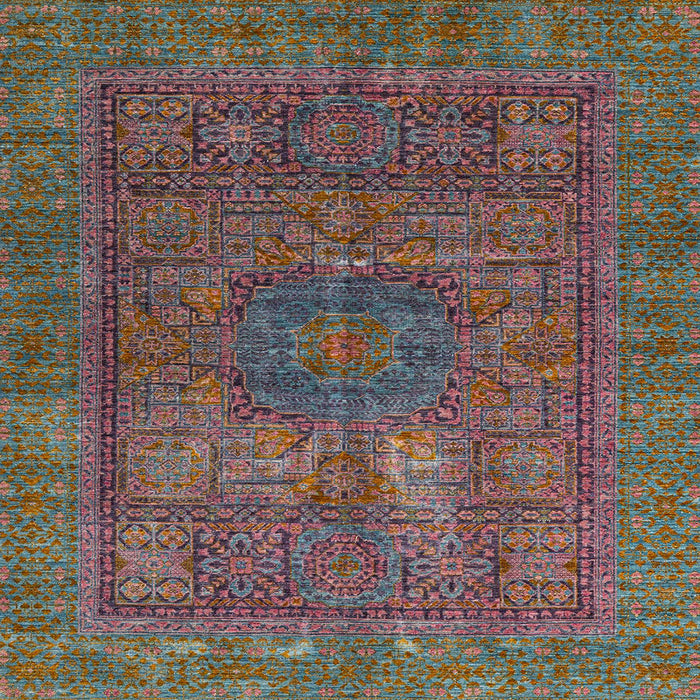 Square Machine Washable Abstract Chestnut Brown Rug, wshabs4186