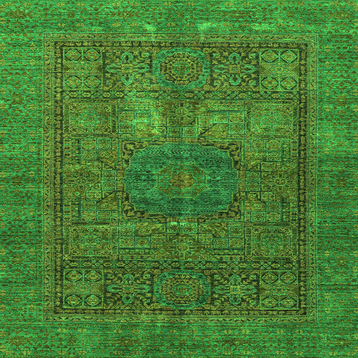 Square Machine Washable Abstract Green Modern Area Rugs, wshabs4186grn