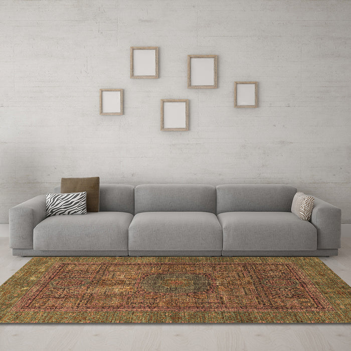 Machine Washable Abstract Brown Modern Rug in a Living Room,, wshabs4186brn