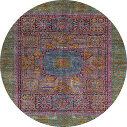 Round Machine Washable Abstract Chestnut Brown Rug, wshabs4186