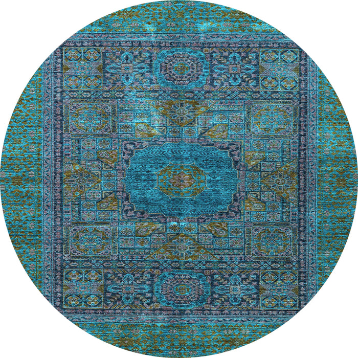 Round Machine Washable Abstract Light Blue Modern Rug, wshabs4186lblu