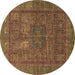 Round Abstract Brown Modern Rug, abs4186brn