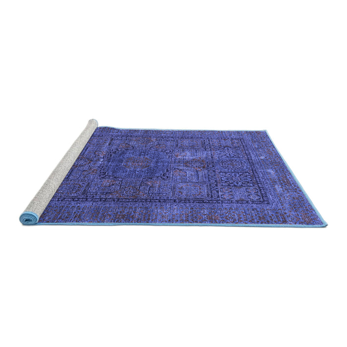 Sideview of Machine Washable Abstract Blue Modern Rug, wshabs4186blu