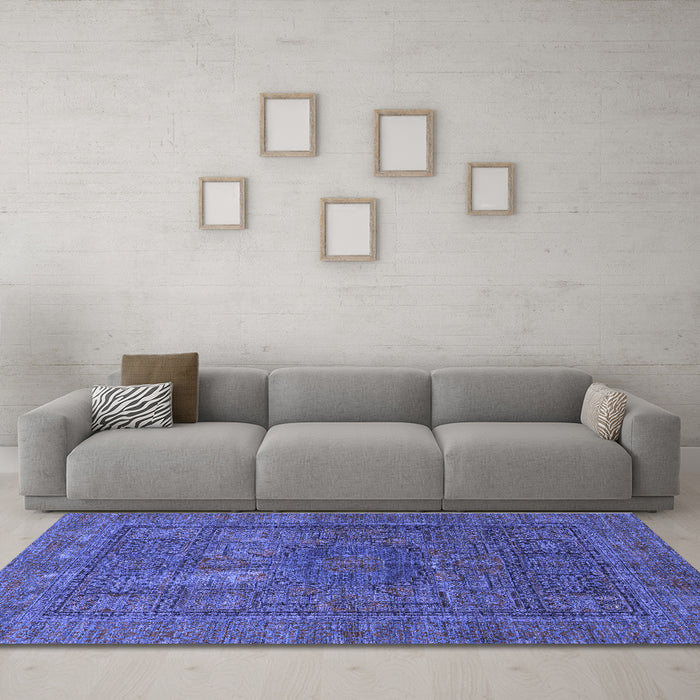 Machine Washable Abstract Blue Modern Rug in a Living Room, wshabs4186blu