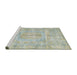 Sideview of Machine Washable Abstract Green Rug, wshabs4187