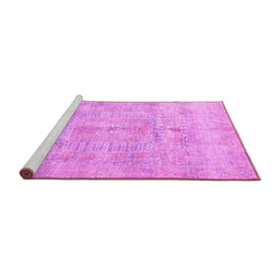 Sideview of Machine Washable Abstract Pink Modern Rug, wshabs4187pnk