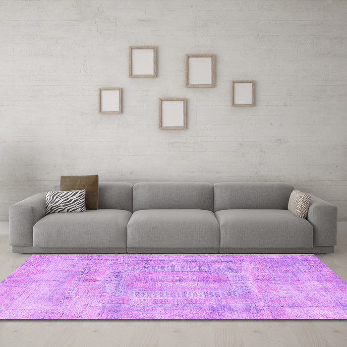 Machine Washable Abstract Purple Modern Area Rugs in a Living Room, wshabs4187pur