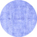 Round Abstract Blue Modern Rug, abs4187blu