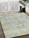 Machine Washable Abstract Green Rug in a Family Room, wshabs4187