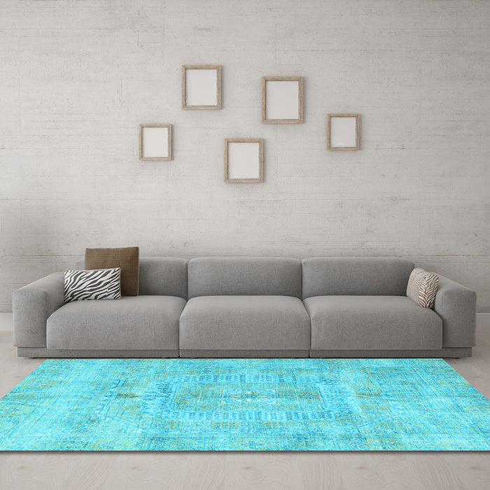 Machine Washable Abstract Light Blue Modern Rug in a Living Room, wshabs4187lblu