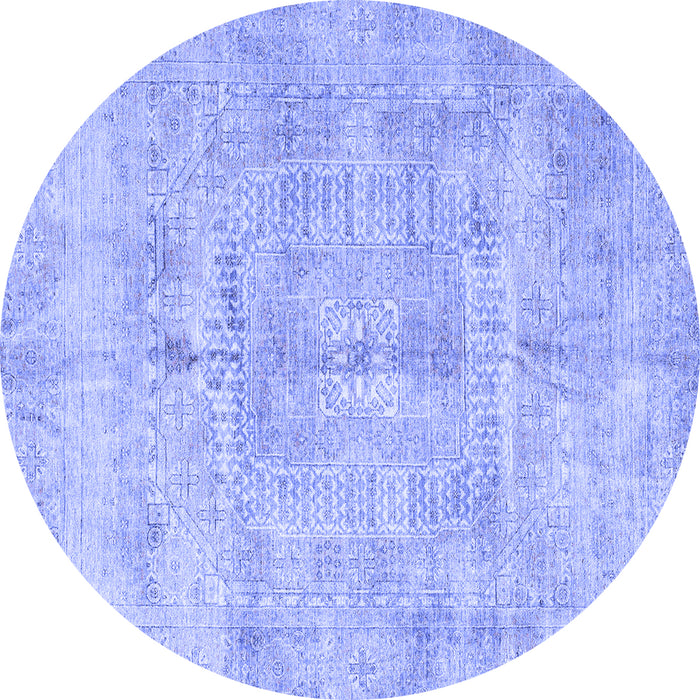Round Machine Washable Abstract Blue Modern Rug, wshabs4187blu
