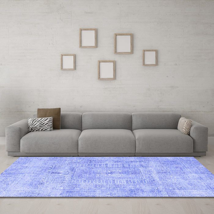 Machine Washable Abstract Blue Modern Rug in a Living Room, wshabs4187blu