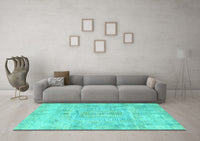 Machine Washable Abstract Turquoise Modern Rug, wshabs4187turq