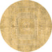 Round Abstract Brown Modern Rug, abs4187brn