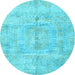 Round Abstract Light Blue Modern Rug, abs4187lblu