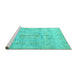 Sideview of Machine Washable Abstract Turquoise Modern Area Rugs, wshabs4187turq