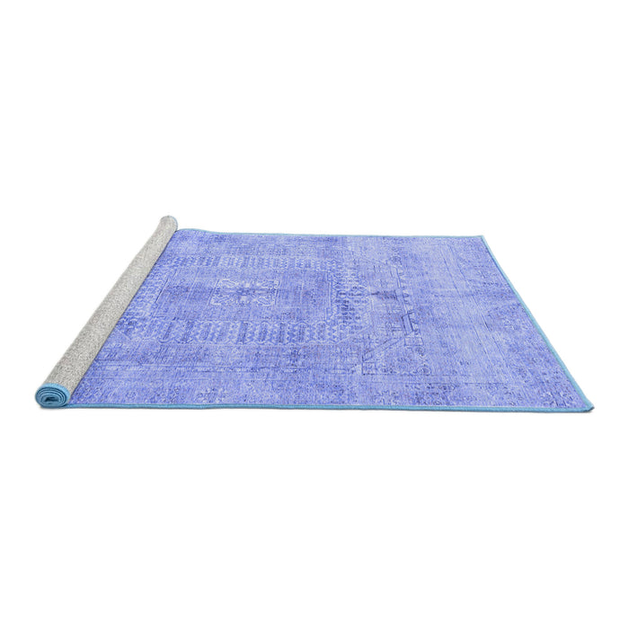 Sideview of Machine Washable Abstract Blue Modern Rug, wshabs4187blu