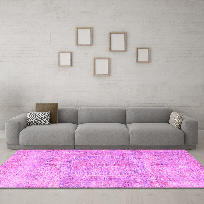 Machine Washable Abstract Pink Modern Rug in a Living Room, wshabs4187pnk