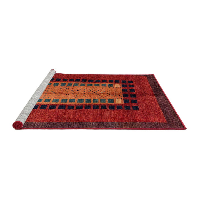 Sideview of Machine Washable Abstract Red Rug, wshabs4188