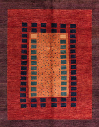 Machine Washable Abstract Red Rug, wshabs4188