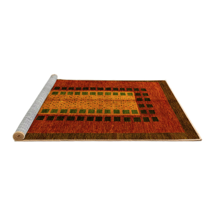 Sideview of Machine Washable Oriental Yellow Modern Rug, wshabs4188yw