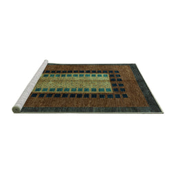 Sideview of Machine Washable Oriental Turquoise Modern Area Rugs, wshabs4188turq