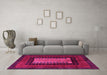 Machine Washable Oriental Pink Modern Rug in a Living Room, wshabs4188pnk