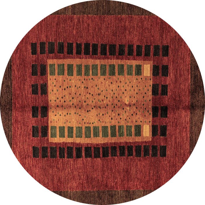 Round Machine Washable Oriental Brown Modern Rug, wshabs4188brn