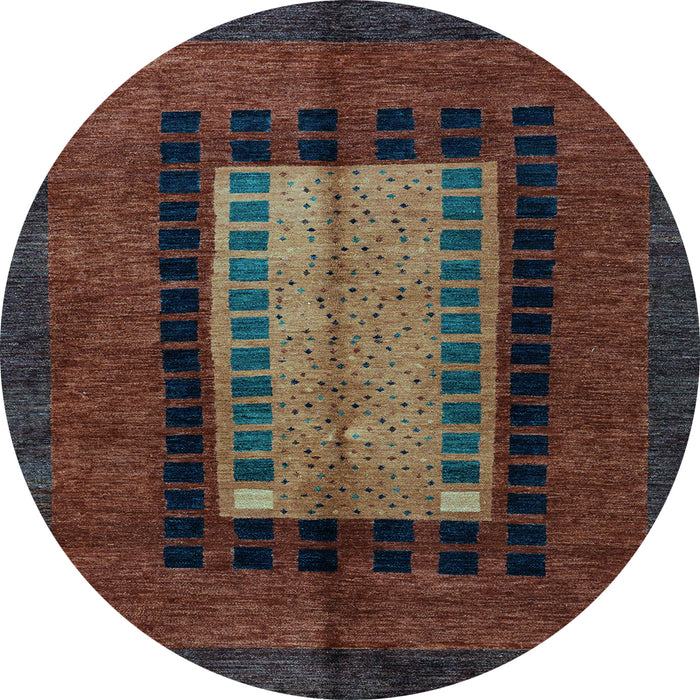Round Oriental Light Blue Modern Rug, abs4188lblu