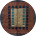 Round Oriental Light Blue Modern Rug, abs4188lblu