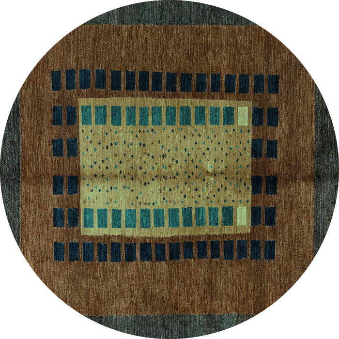 Round Oriental Turquoise Modern Rug, abs4188turq