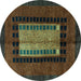 Round Oriental Turquoise Modern Rug, abs4188turq