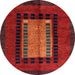 Round Abstract Red Oriental Rug, abs4188