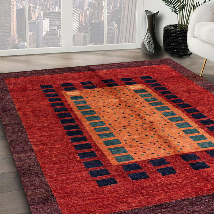 Abstract Red Oriental Rug in Family Room, abs4188