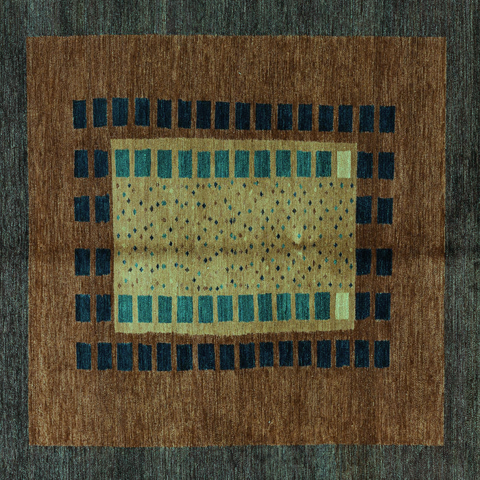 Square Machine Washable Oriental Turquoise Modern Area Rugs, wshabs4188turq