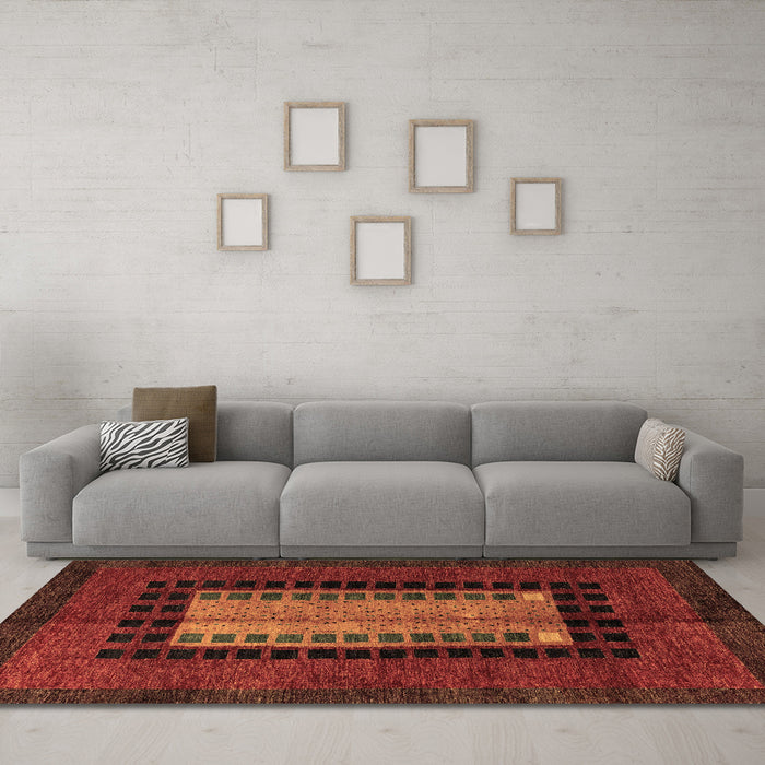 Machine Washable Oriental Brown Modern Rug in a Living Room,, wshabs4188brn