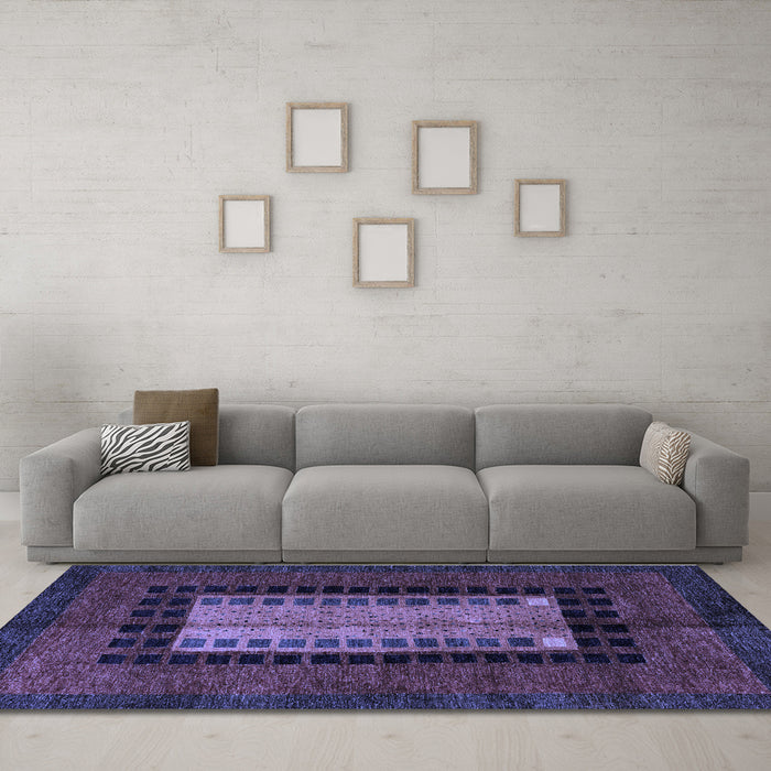 Machine Washable Oriental Blue Modern Rug in a Living Room, wshabs4188blu