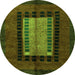 Round Oriental Green Modern Rug, abs4188grn