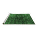 Sideview of Machine Washable Oriental Emerald Green Modern Area Rugs, wshabs4189emgrn