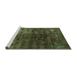 Sideview of Machine Washable Oriental Turquoise Modern Area Rugs, wshabs4189turq