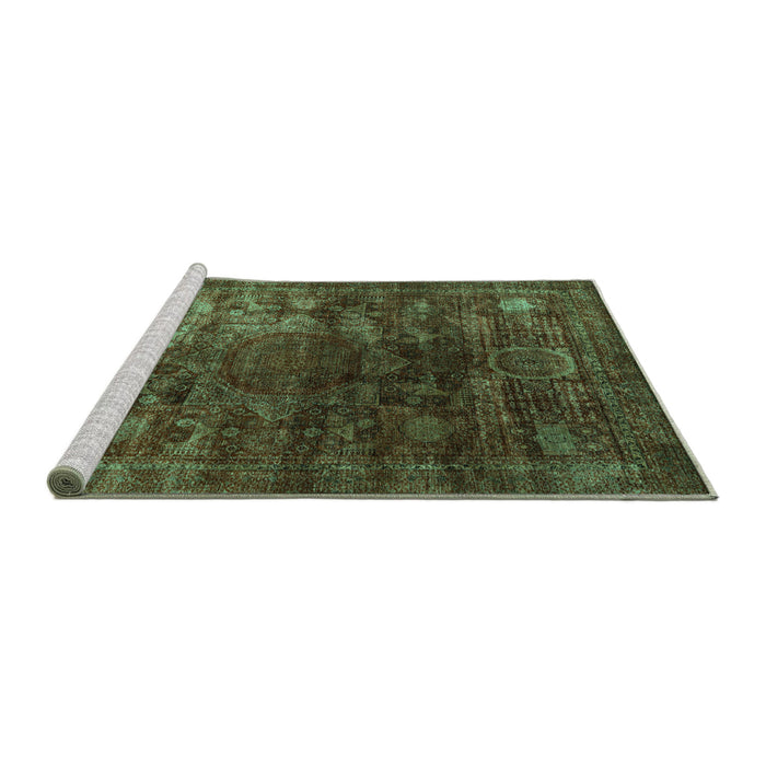Sideview of Machine Washable Oriental Turquoise Modern Area Rugs, wshabs4189turq