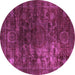 Round Oriental Purple Modern Rug, abs4189pur