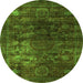 Round Oriental Green Modern Rug, abs4189grn