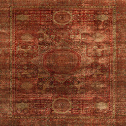 Square Abstract Red Oriental Rug, abs4189